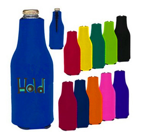 Collapsible Zip-Up Printed Sleeve for Bottles